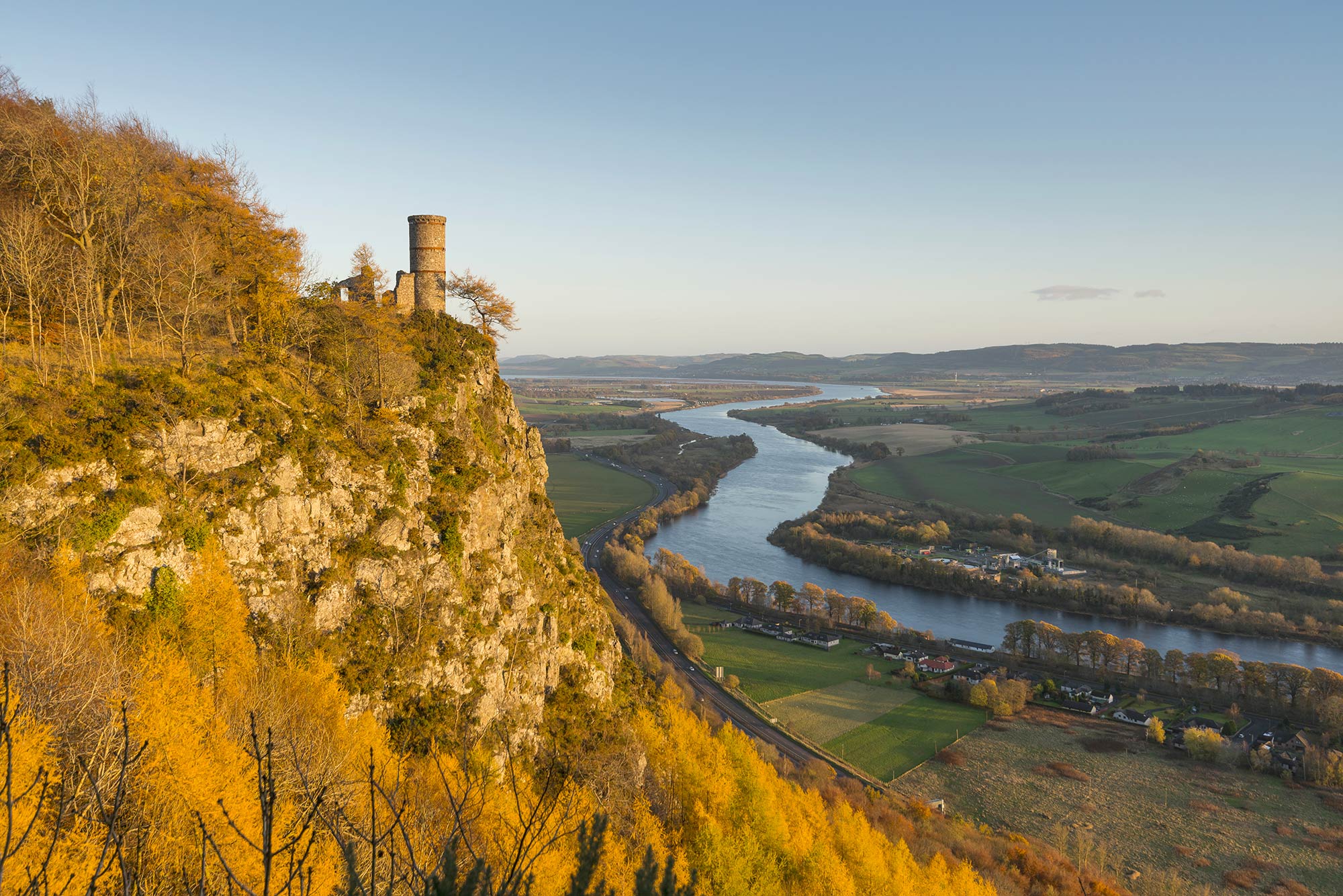 Kinnoull hill s Tower, with the meandering River Tay in the background