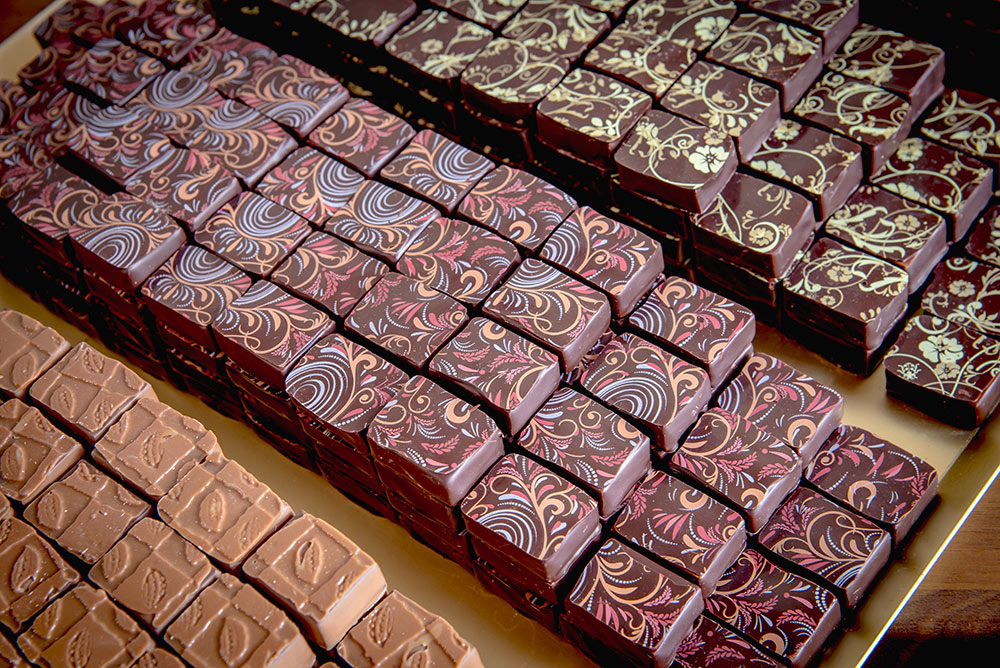 Trays of chocolates in the Chocolate Shop at Legends of Grandtully