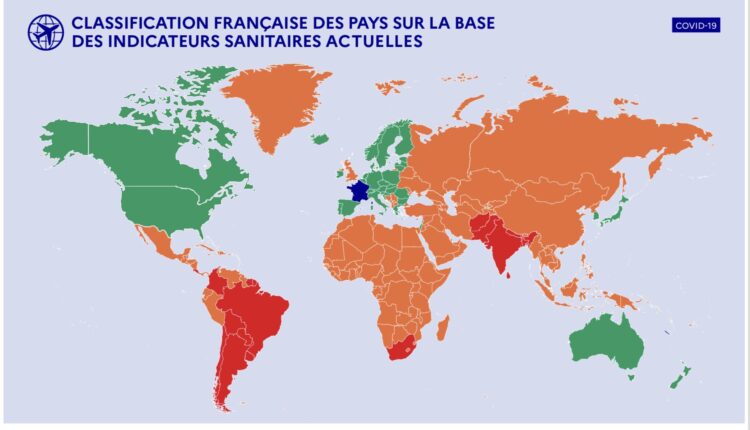 Voyage : la carte actualisée des pays verts, orange, rouge
