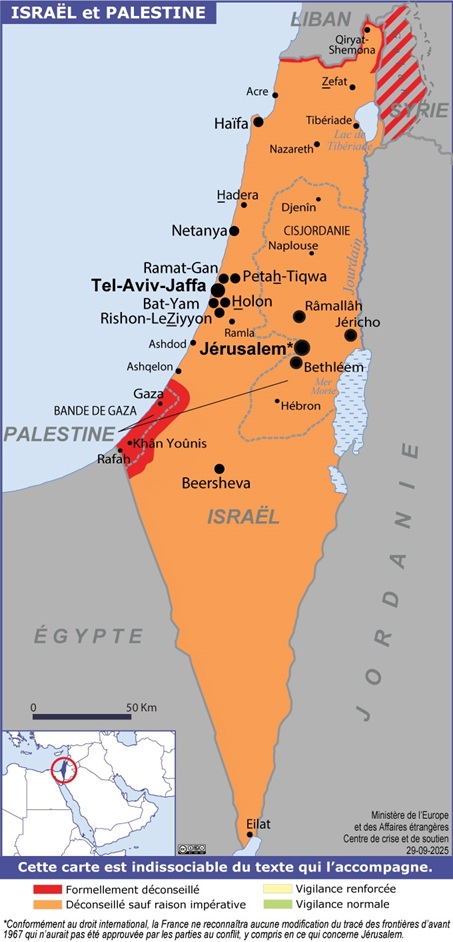 Carte Israël mars 2026