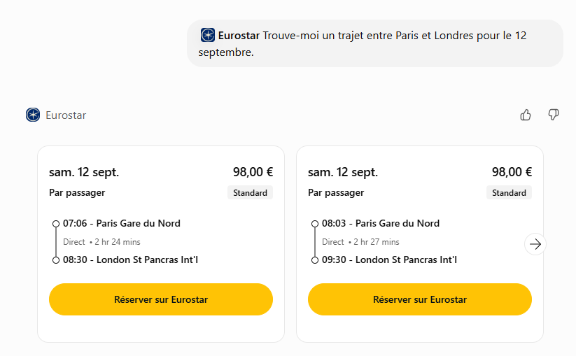 Distribution : Eurostar intègre son offre de trajets à ChatGPT